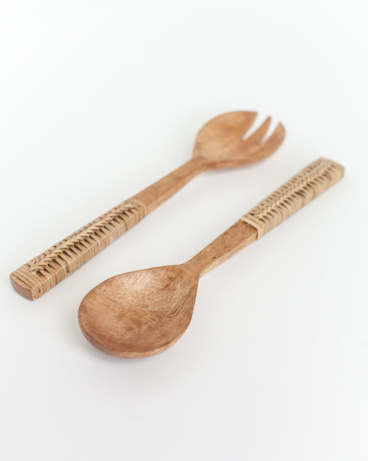 Braided Mango Wood Salad Servers