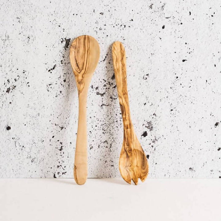 Olive Wood Utensils Serving Set