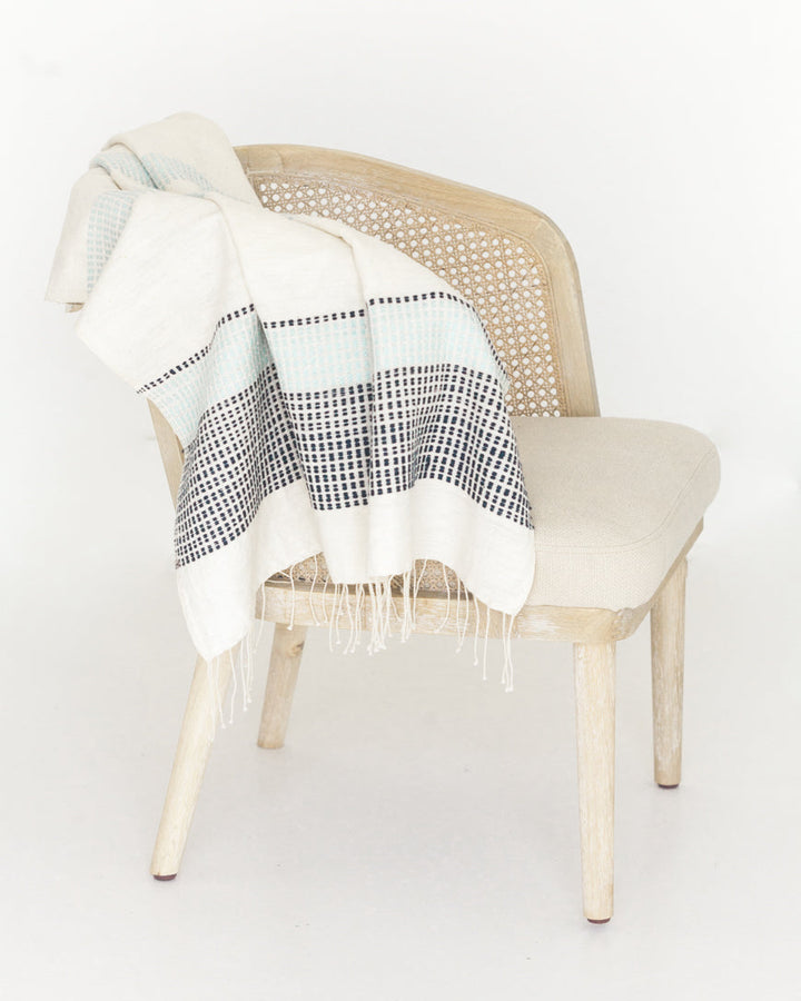 striped throw over chair