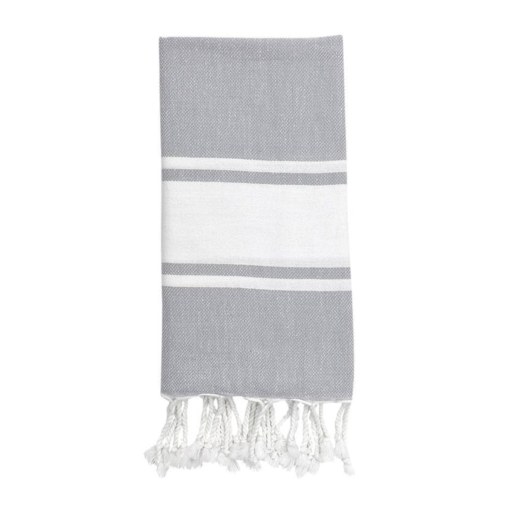 Essential Stripe Turkish Hand Towel: Classic Gray