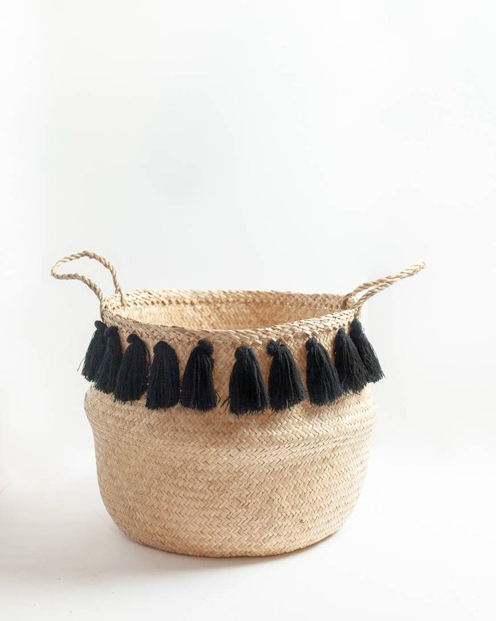 Creative Women - Black Tasseled Belly Baskets: Large