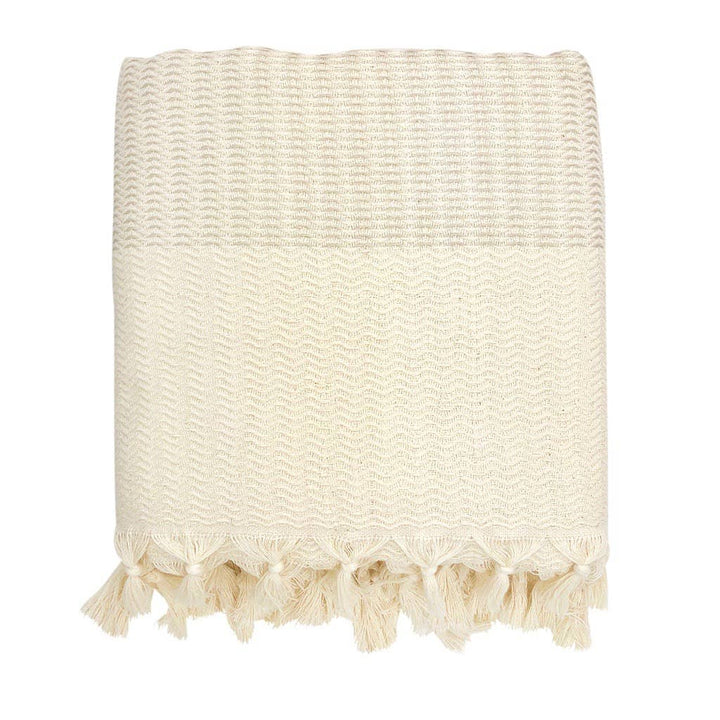 Handmade Plush Wavy Turkish Throw: Sand